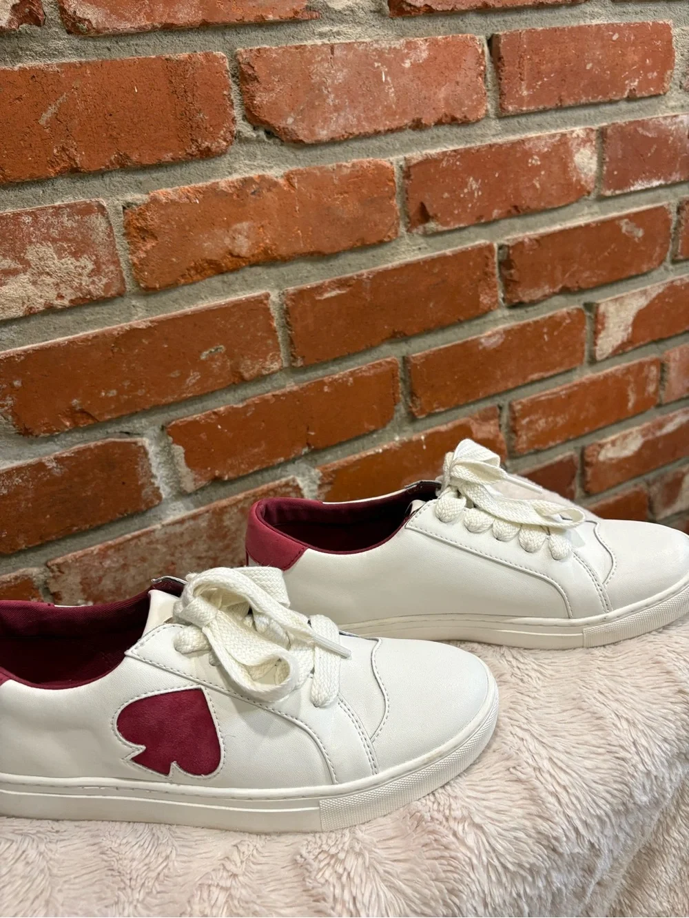 Kate Spade New York Fez White Leather Suede Spade Platform Sneakers Size 8B